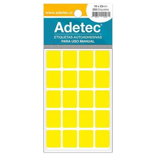 etiqueta manual amarillo/fluor 19x23 mm