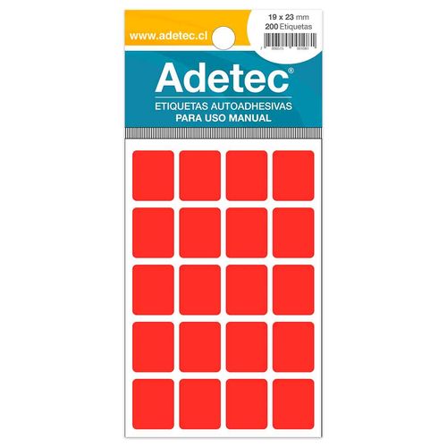 etiqueta manual rojo/fluor 19x23 mm