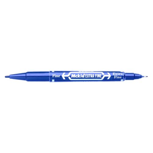 MARCADOR MCKIE TINTA PERMANENTE COLOR AZUL DOBLE PUNTA