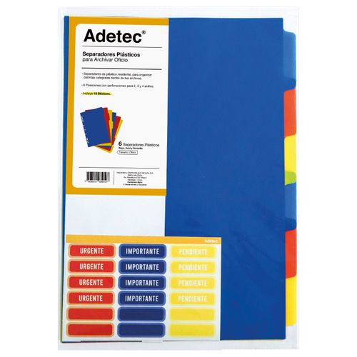 separador oficio 6 posiciones vinílico adetec