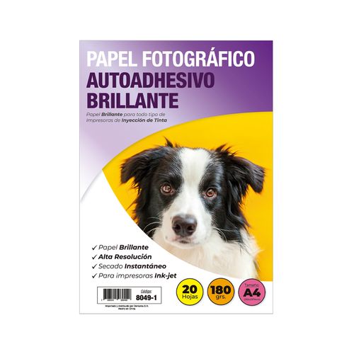papel fotografico inkjet - a4 autoadhesivo brillante 180 gr 20 hojas