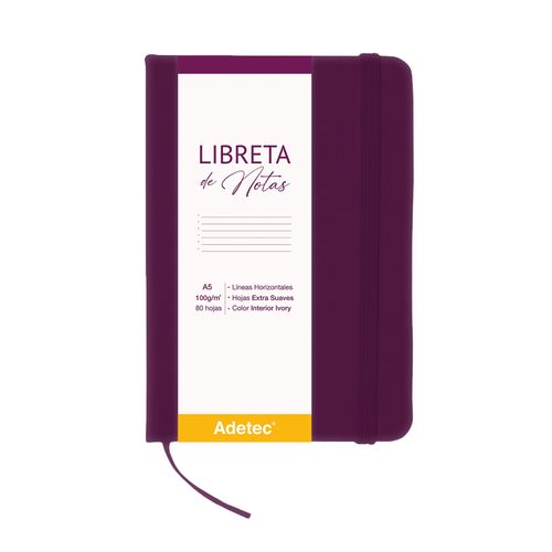 LIBRETA COSIDA A5 BURDEO C/ELÁSTICO