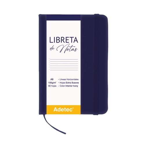 LIBRETA COSIDA A6 AZUL OSCURO C/ELÁSTICO
