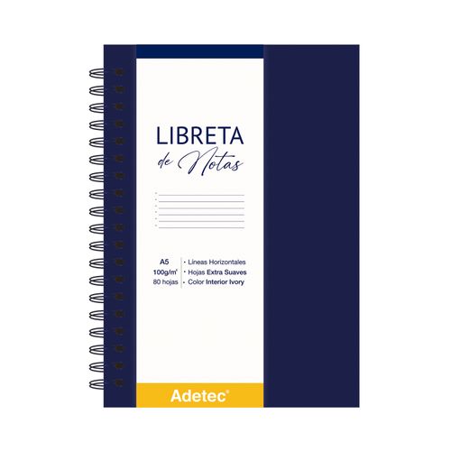 LIBRETA ANILLADA A5 AZUL OSCURO C/ELÁSTICO