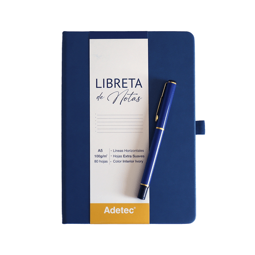 CAJA REGALO LIBRETA COSIDA A5 AZUL OSCURO C/LÁPIZ