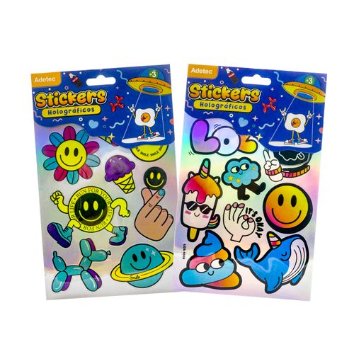 STICKER DECORATIVOS HOLOGRAFICOS - JUVENIL